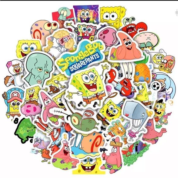 LOT of 50 Vinyl SpongeBob Stickers - Picture 1 of 1